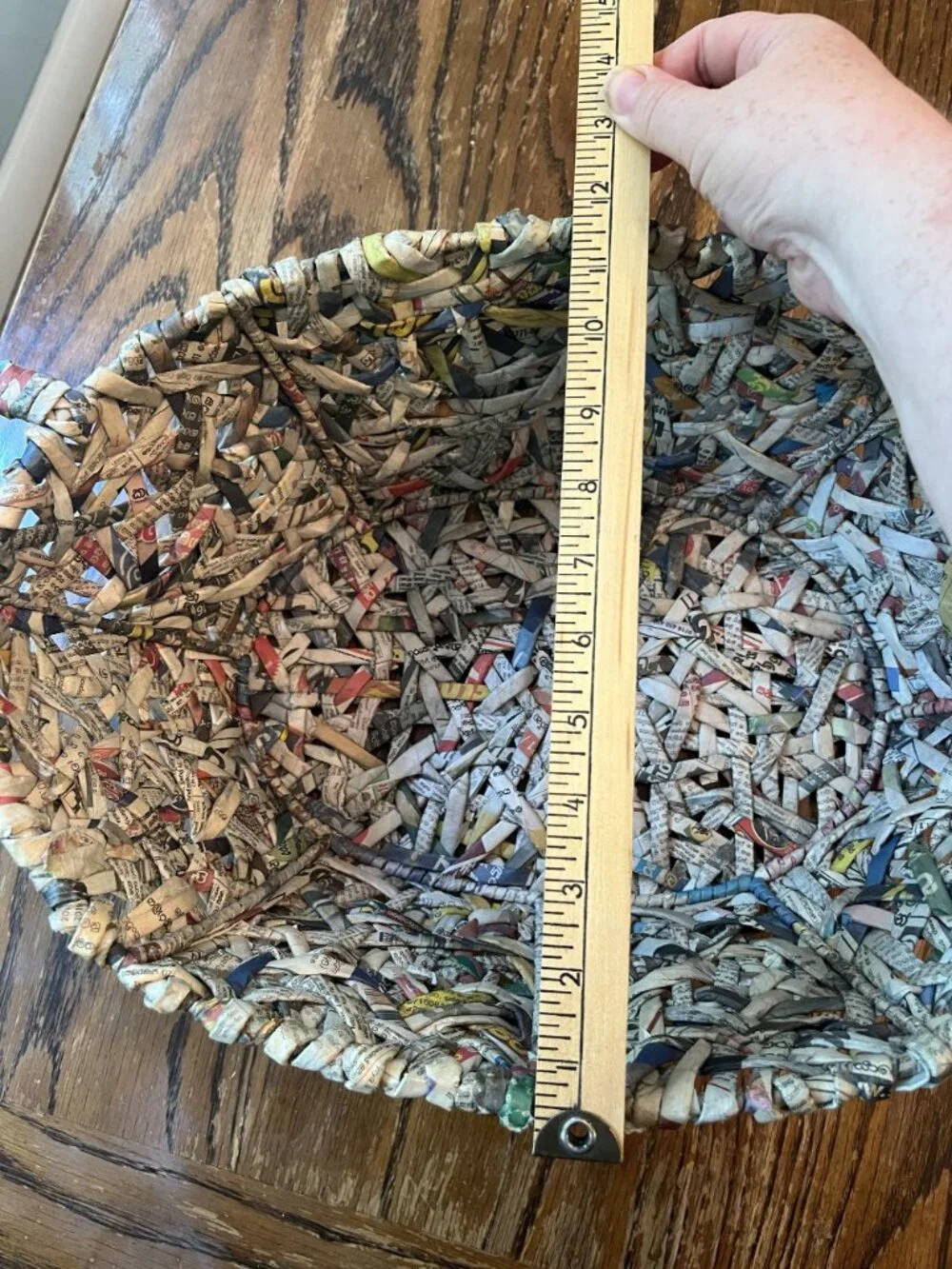 Trader Joe's Hand Woven Recycled Newspaper Oval Basket 16